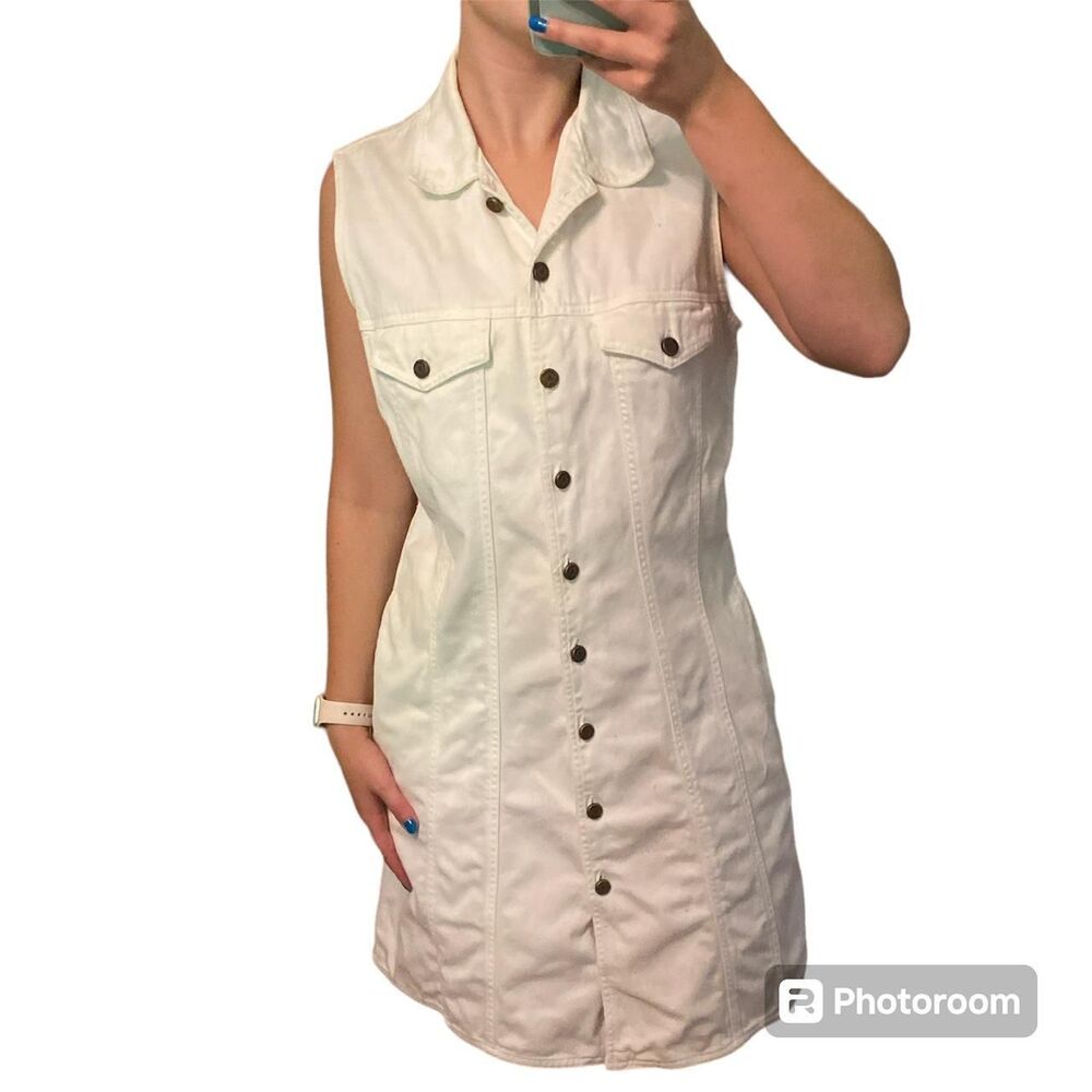 Vintage Liz wear white cotton dress